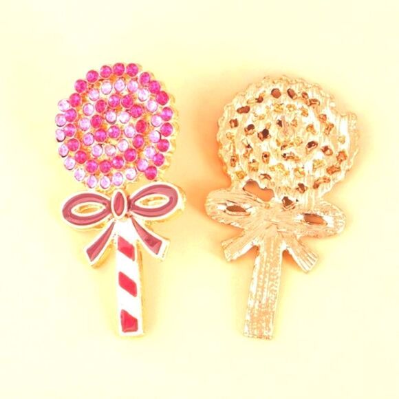 Cb#5 CHRISTMAS LOLLIPOPS  RHINESTONE EARRINGS - Picture 4 of 9